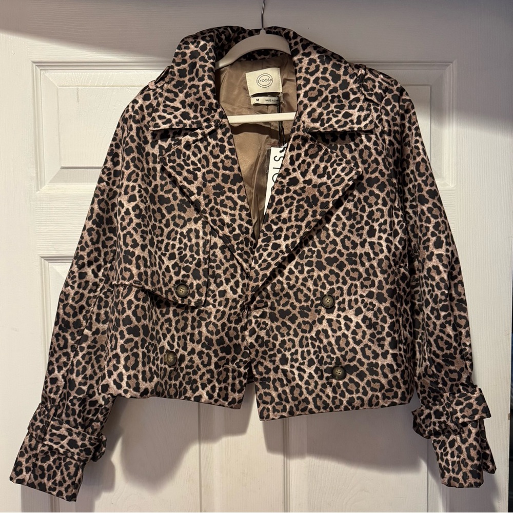 NWT Leopard Print Cropped Coat
